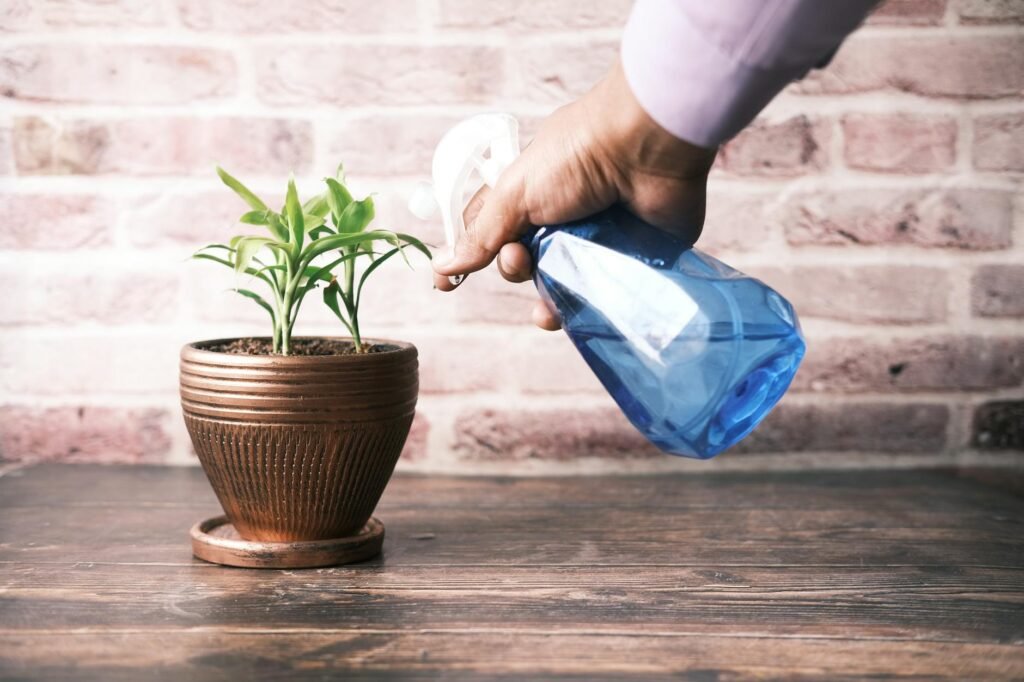 A person checking houseplant soil moisture with a finger